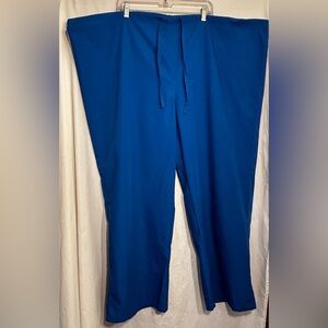 UNISEX 3XL BLUE SCRUB NURSING MEDICAL DRAWSTRING WAIST PANTS ALL HEART